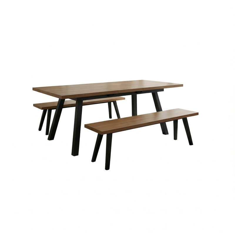 Dining Set, Extendable Table + 2 Bench