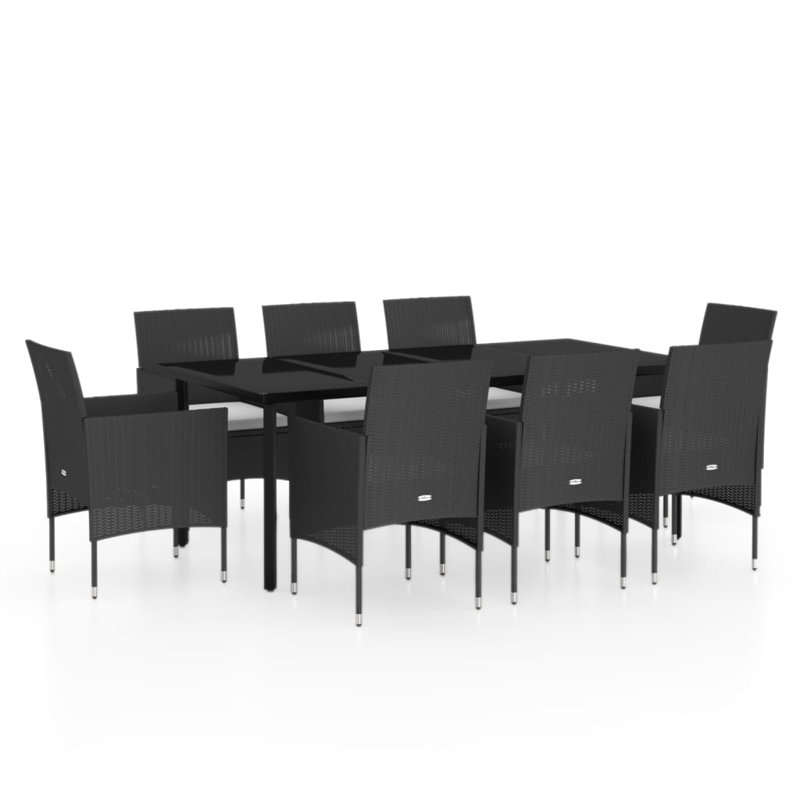  Ensemble de salle à manger de jardin noir, Noir
