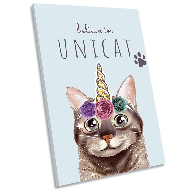 Unicorn Cat - Wrapped Canvas Print, 45.7cm H x 30.5cm W x 2cm D