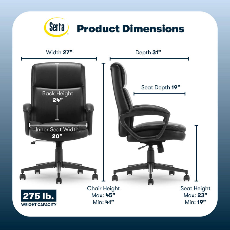 Comfort Ergo Swivel Office Chair, Black, Bonded Leather