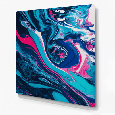 Abstrait art fluide en métal bleu 44