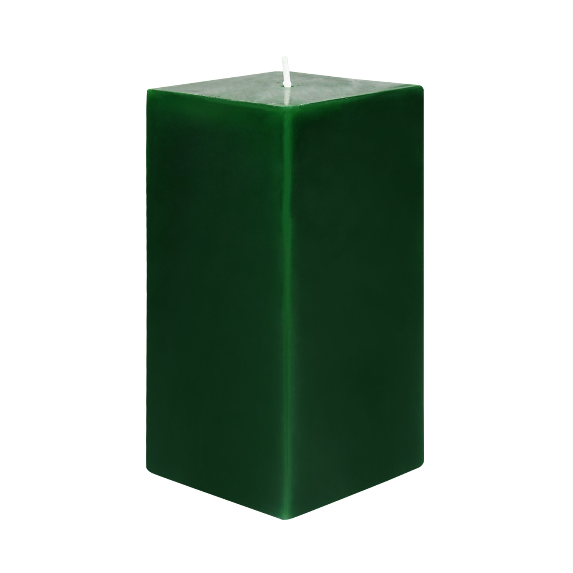 Square Pillar Candle, Hunter Green, 6" H x 3" W x 3" D, 1 Candle