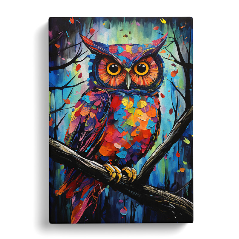 Owl Expressionism - Wrapped Canvas, 60cm H x 40cm W x 3cm D