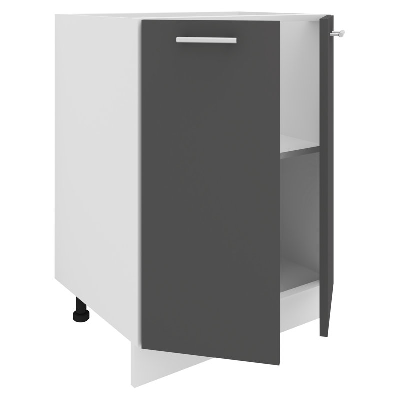 Sanira 82Cm H x 46Cm D Manufactured Wood Standard Base Cabinet, 82cm H x 60cm W x 46cm D, White/Anthracite