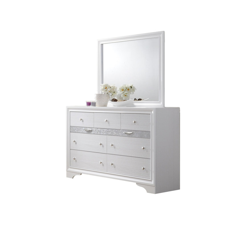 Commode 7 tiroirs Traditional en bois blanc