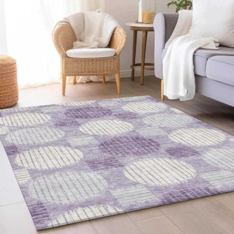 Premium Machine Washable Prisco Purple Rug, Rectangle 5' x 7'6"