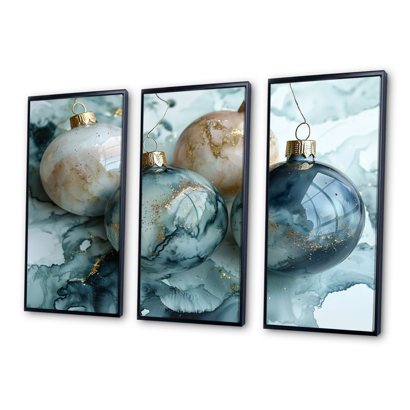 Ornement vert or scintillant I - ensemble de décoration murale de Noël, H 28 po x l 36 po x P 1 po