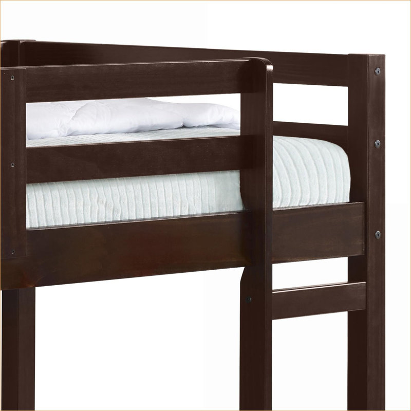 Lit simple mezzanine en pin massif à finition espresso, aucune planche de sommier requise, capacité de 330 lb pour la petite chambre à coucher Chambre d'amis