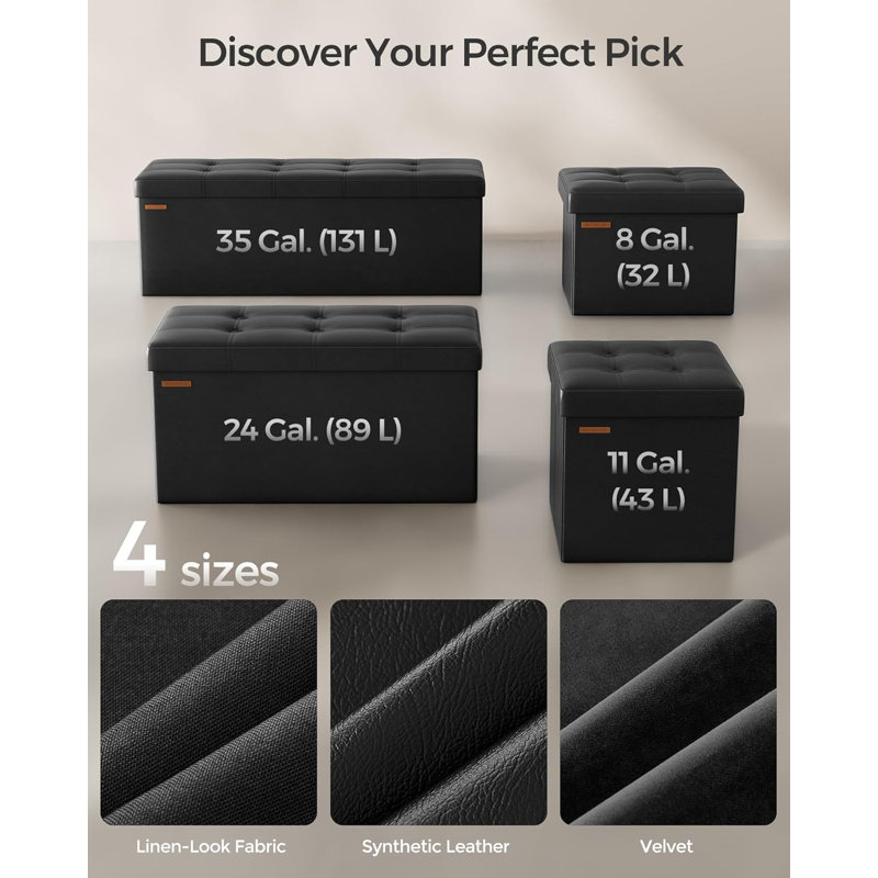 76x38x38cm 76cm Wide Rectangle Cube Ottoman with Storage, Black