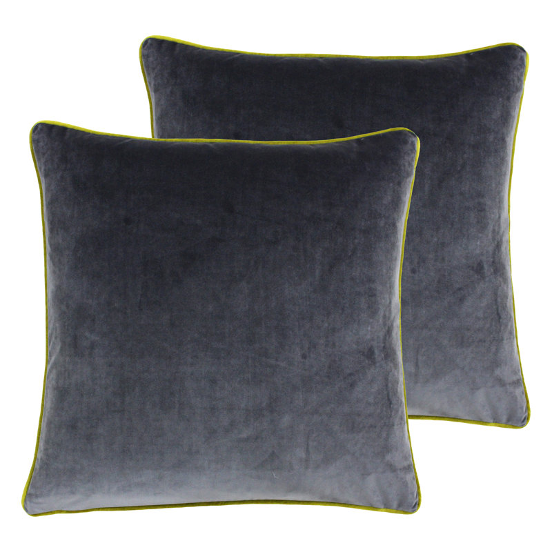 Square Cushion, Charcoal/Moss, Feather