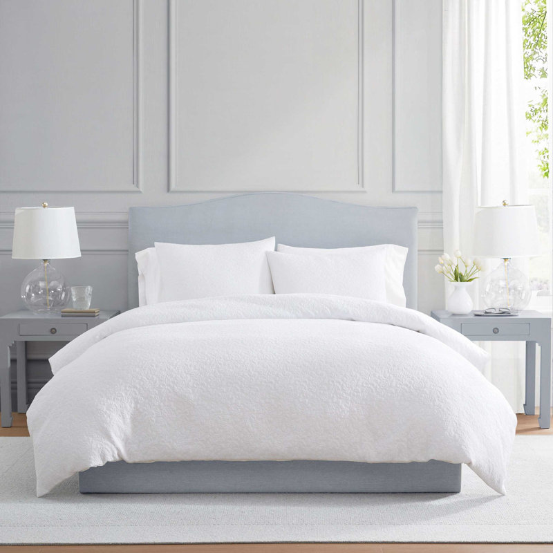 Ensemble d'édredon réversible blanc Martha Stewart, Édredon pour grand lit + 2 taies décoratives