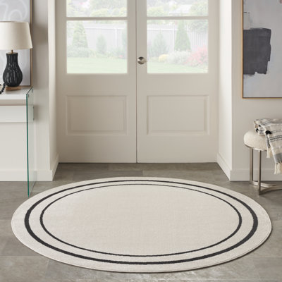 Nourison Essentials Ivory Black Indoor/Outdoor Area Rug