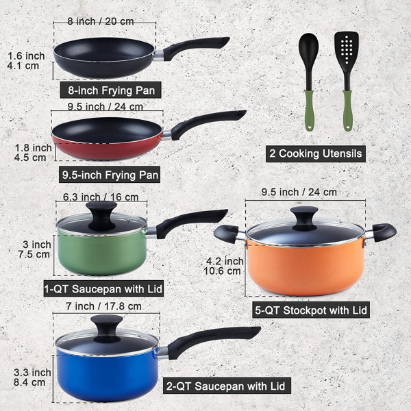 Cook N Home cook n home pots and pans nonstick kitchen cookware sets  include saucepan frying pan stockpots 8-piece, heavy gauge, stay coo