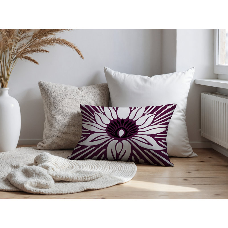 Oreiller rectangulaire réversible intérieur / extérieur Carla, Rectangle H 14 po x l 20 po, Mauve