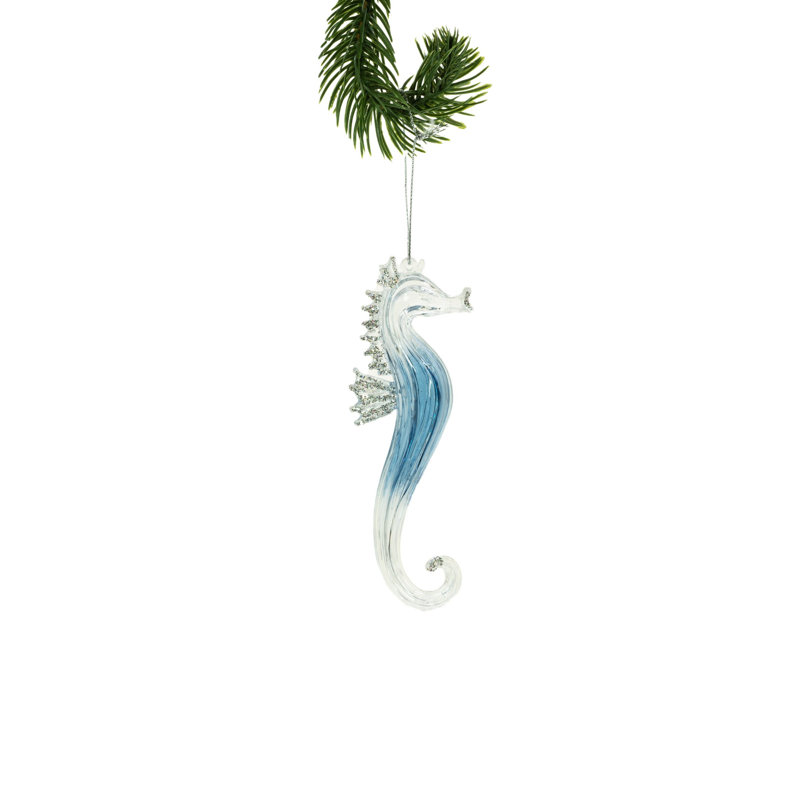 Ornement bleu hippocampe (paquet de 6)