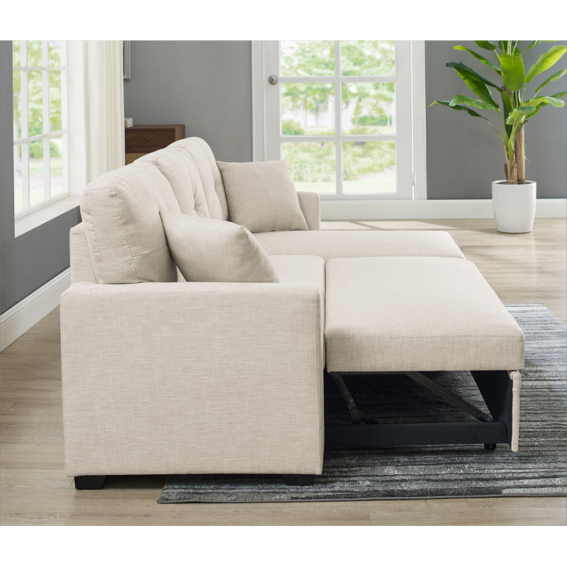 Areebe Upholstered Sectional Reversible, Beige Polyester