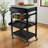 Julia Utility Cart with 1-Drawer and 2-Shelf in Black Finish, 33.63" H X 22.37" W X 15.58" D