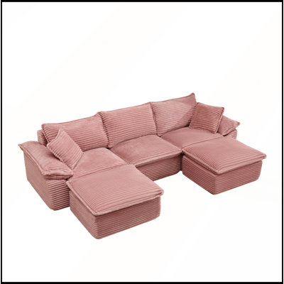 Canapé d'angle en forme de U de 287 cm (113 po) avec pouf amovible, aucun assemblage requis pour le salon