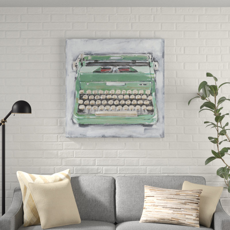 " Vintage Typewriter II " by Ethan Harper Painting Print, Black Framed, 21.75" H x 21.75" W x 0.75" D