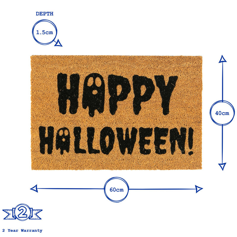 Nicola Spring - Halloween Coir Door Mats - 60 x 40cm - Ghost