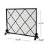 Fireplace Screen Iron - Single Panel, Contemporary Minimalist Style, 42.17" X 8.75" 31.28", Black Panel Modern Style Diamond, Finish