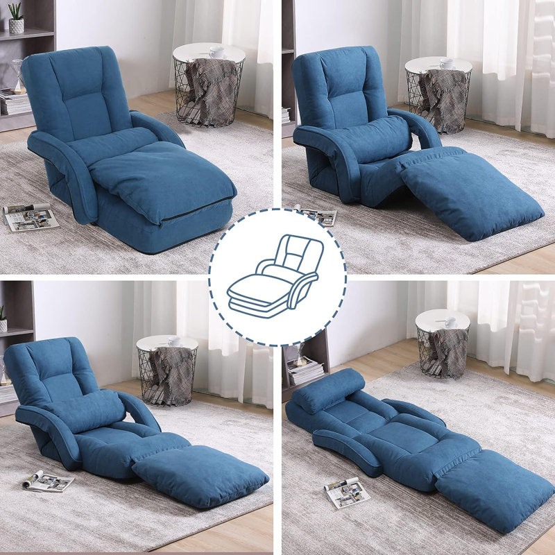 Canapé-lit pliant Lazy, Mélange de polyester bleu