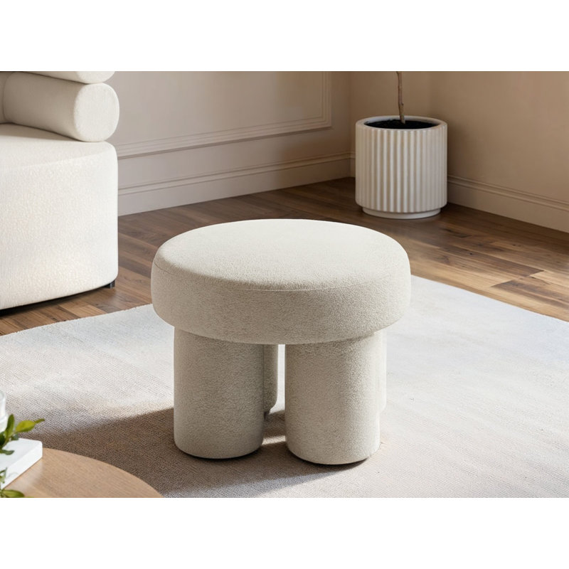 Ferro Low Pouffe Beige Fabric