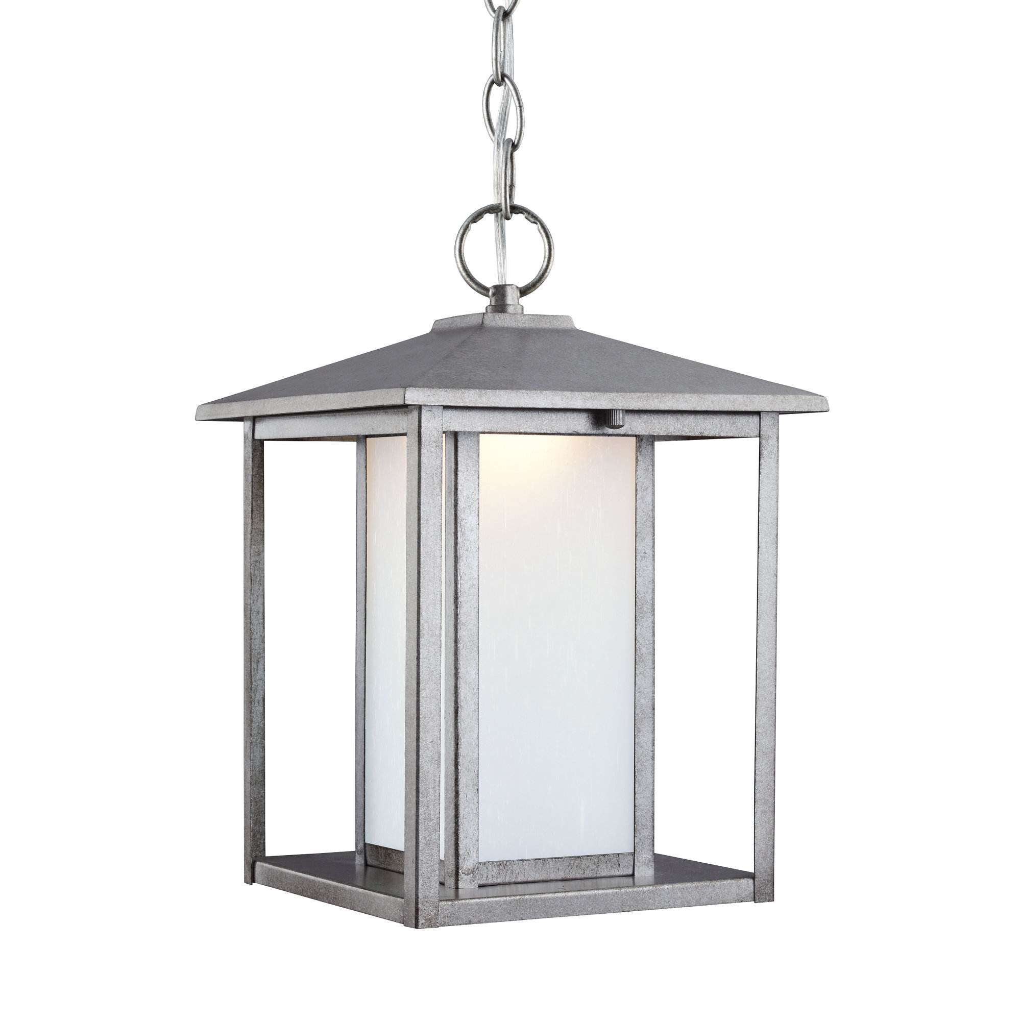 Outdoor Steel Hanging Lantern, Weathered Pewter