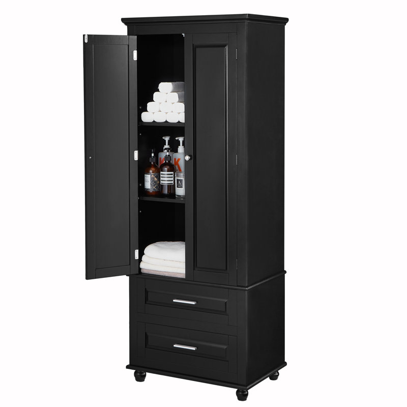 Armoire haute avec 2 tiroirs Botond, Noir
