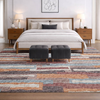 Premium Machine Washable Dream Shag ADS78 Vertical Bars Rug