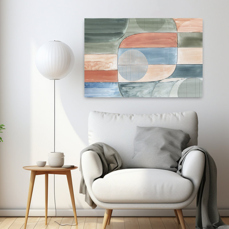Composition géométrique abstraite, art géométrique contemporain, H 16 po x l 24 po