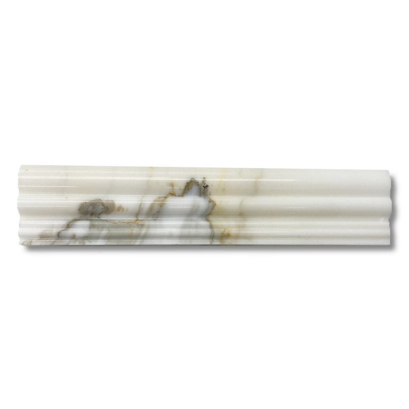 Calacatta 12" x 3" Marble Mosaic Tile, White/Gray