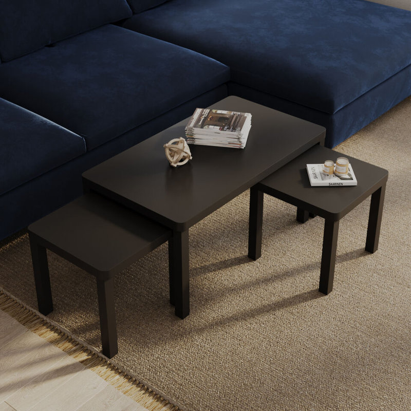 3 - Piece Living Room Table Set, Black