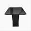 Table de salle à manger 6 places de style italien avec plateau en verre peint et base en bois élégante, noir