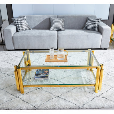 Table basse rectangulaire moderne en acier inoxydable de 50 po de largeur