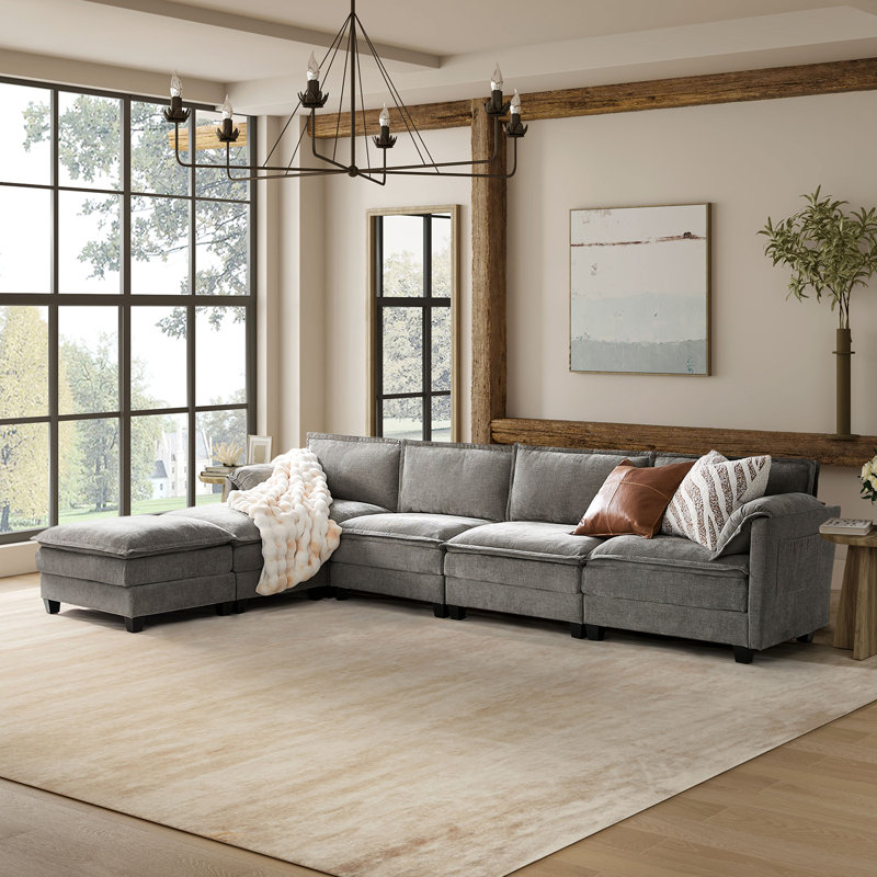 Esteban 187.96cm W Modern 2 Seater Sofa with Elephant Ear-Shaped Armrests, Light Grey