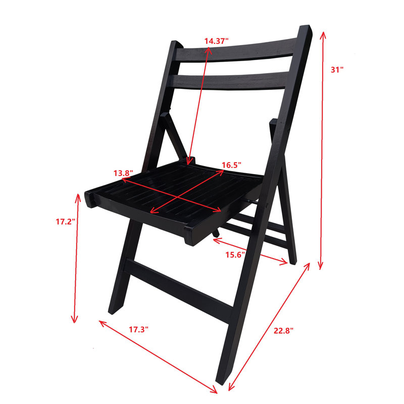 Chaises pliantes en bois à lattes pliables - noir, ensemble de 4, style pliable