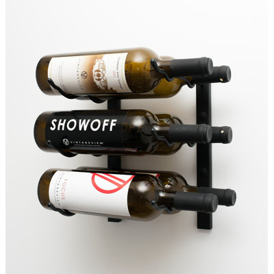 Indurial 9-Bottle Wall-Mounted Metal Wine Rack in Matte Black – 12" Tall