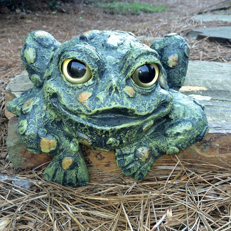 Large Hand-Painted Resin Toad Hollow Shelf-Sitter Statue