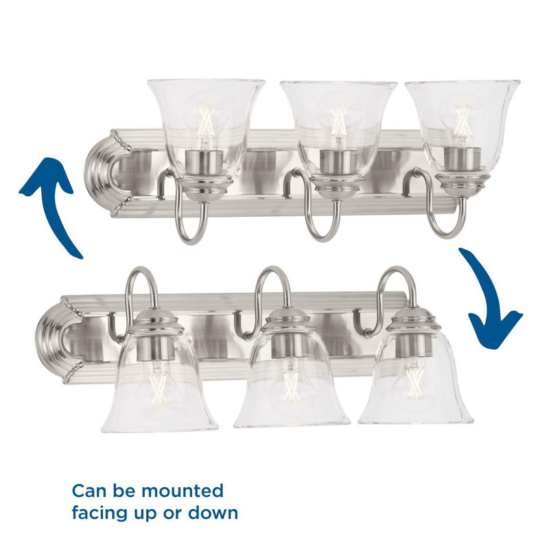 Brushed Nickel 24" Clear Glass 3-Light Vanity Fixture