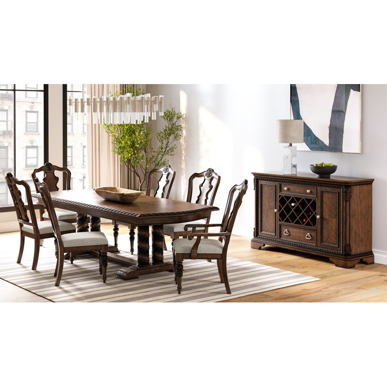 Beaune 7 PC Dining Set W/ Expandable Trestle Table