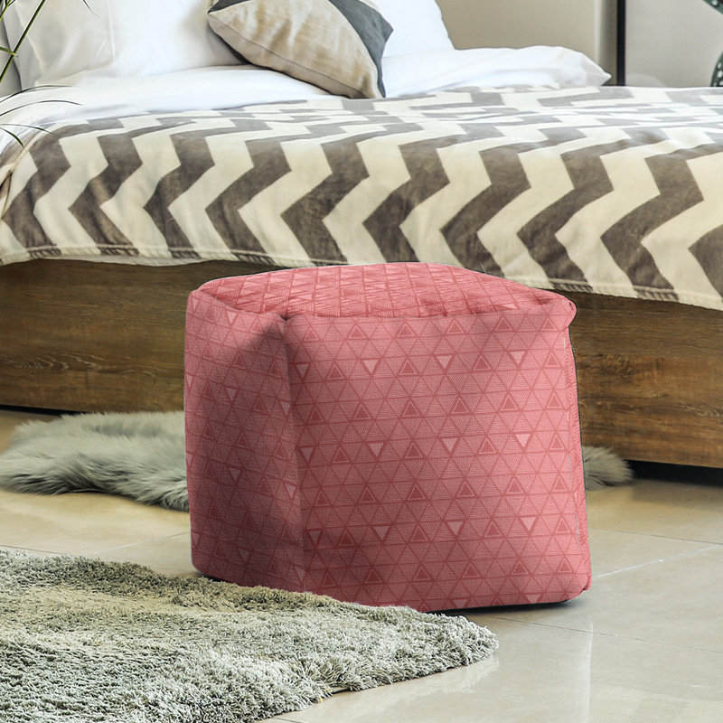 Upholstered Polyester Blend Cube, Medium Red