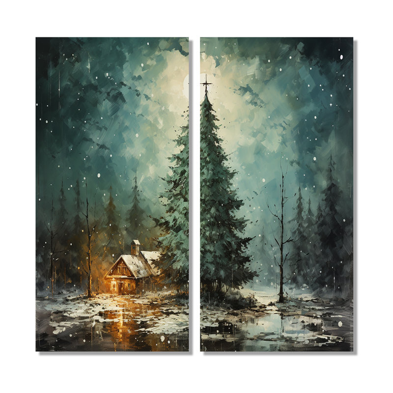 Minimalisme, arbre de Noël forêt I - vert, reproduction d'art sur toile, H 32 po x l 32 po, Toile tendue, Ne s’applique pas