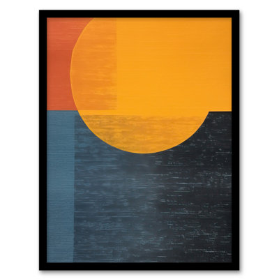 Indigo Amber Sunrise Abstract Yellow And Blue - Single Picture Frame Print