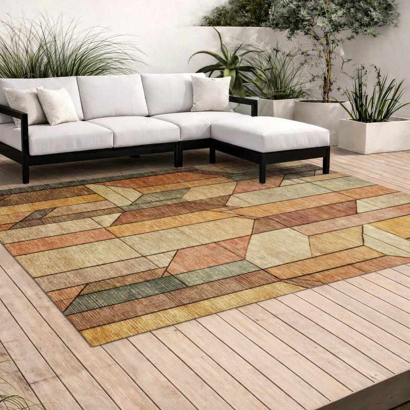 Machine Washable Indoor/Outdoor Chantille ACN2867 Modern Rug, 5' x 7'6", Copper