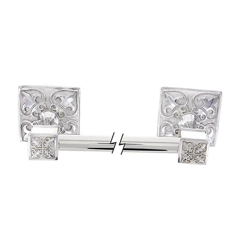 Fleur De Lis Wall Mounted Towel Bar, Polished Nickel, 2.25" H x 26.5" L x 2.25" D