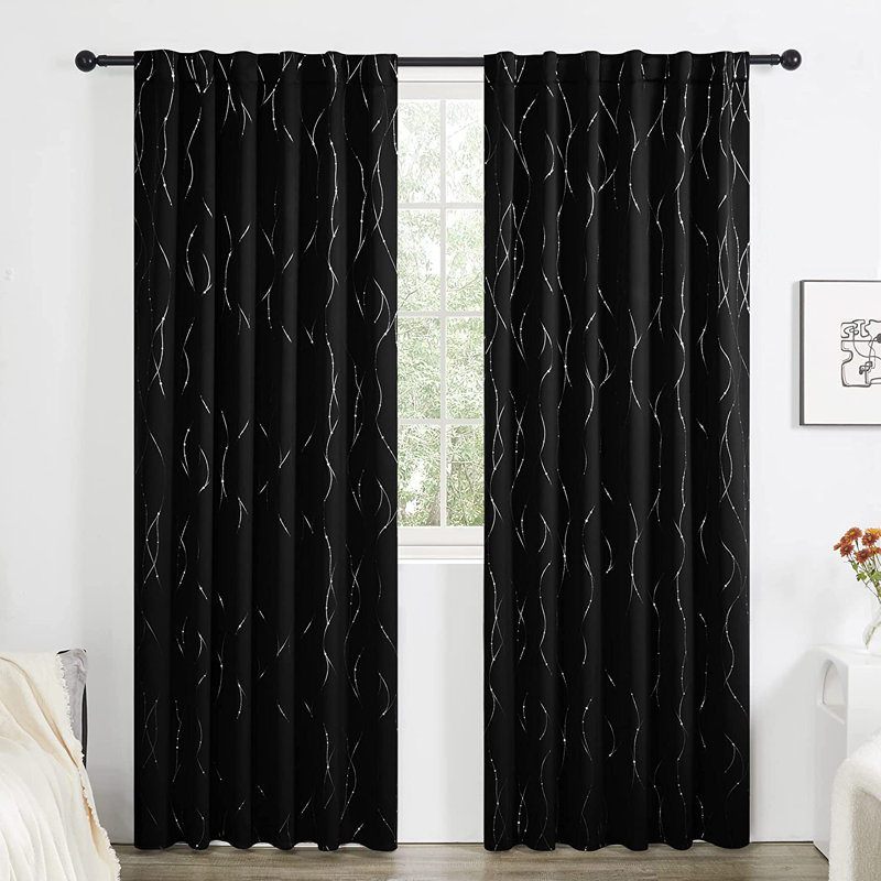 Deenie Room Darkening Curtain Pair, Black, 52'' W x 84'' L