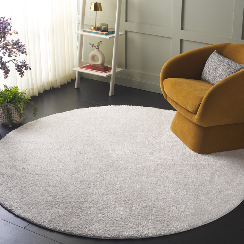 Tapis ivoire à poils longs Penelope 540, Rond 6 pi 7 po