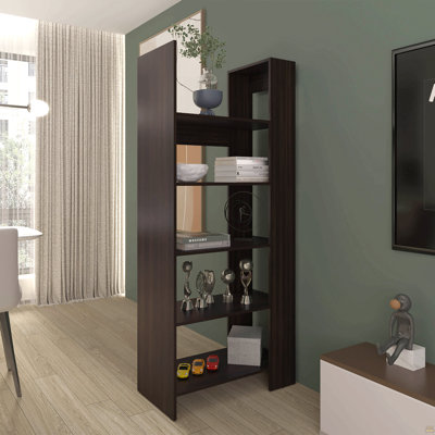 Bookcase, 5 Shelves, Dark Walnut