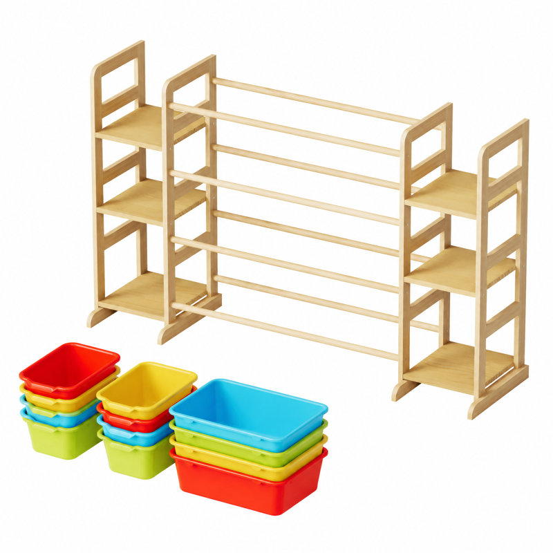 Toy Storage Organizer with 6 Shelves & 12 Bins, Kids Bookshelf Bookcase, Toy Bin Shelf for Playroom & Bedroom Organization & Decor